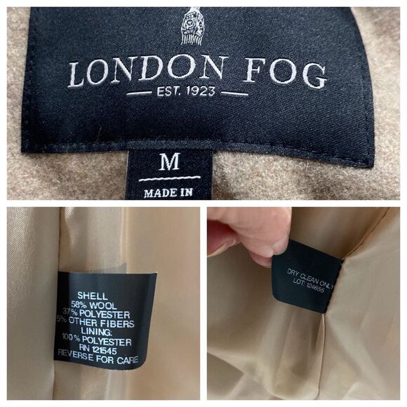 London Fog M Wool Blend Button Down Single Breasted Collared Winter Dress Coat O - Picture 14 of 14